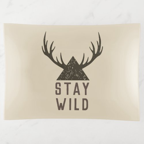 Stay WIld Antlers Typography Trinket Tray