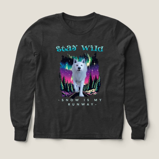 Stay Wild Arctic Wolf Tri-Blend Shirts (Design Front)