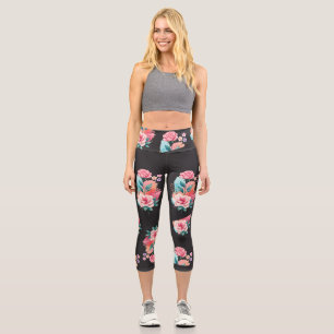 Stay Wild Bloom and Grow Pink Floral Motivational  Capri Leggings