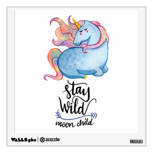 Stay Wild Blue Unicorn Wall Decal