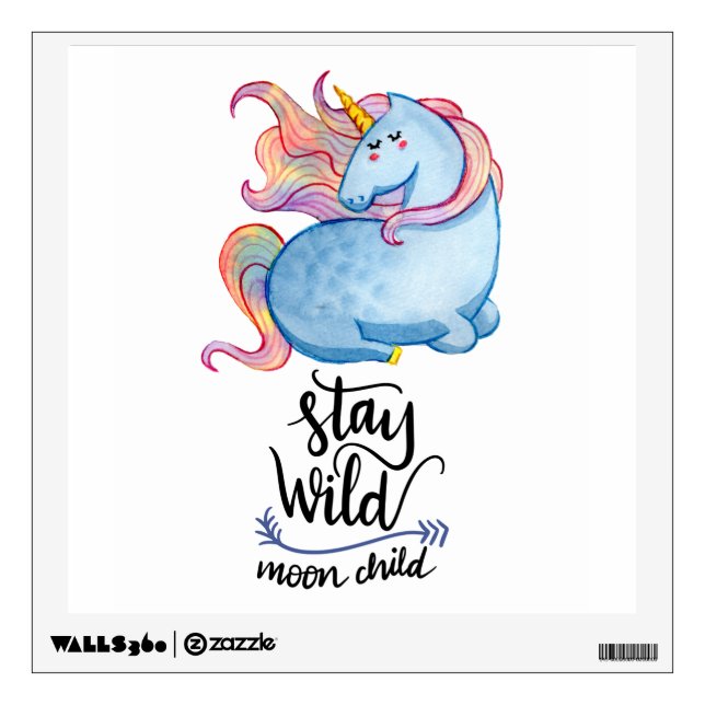 Stay Wild Blue Unicorn Wall Decal (Front)
