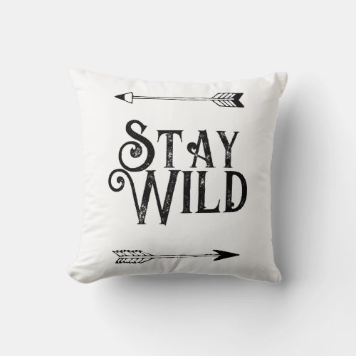 Stay wild boho throw pillow