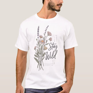 Stay Wild Boho Wildflowers Minimalist Tee Design