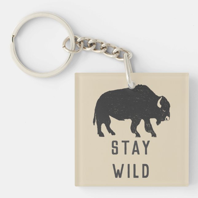 Stay Wild Buffalo Silhouette Keychain (Front)