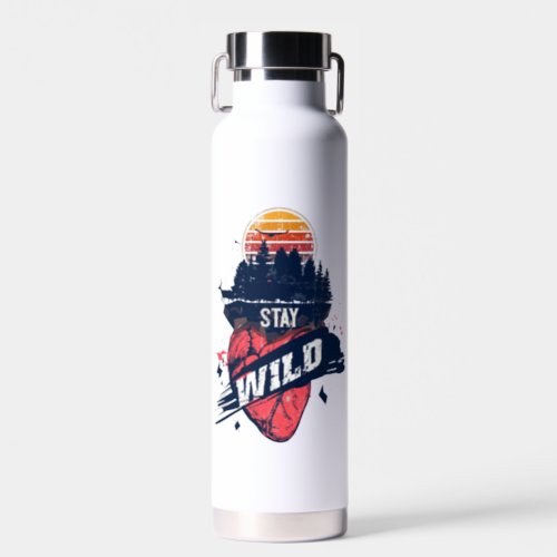 Stay wild camping heart retro style  water bottle