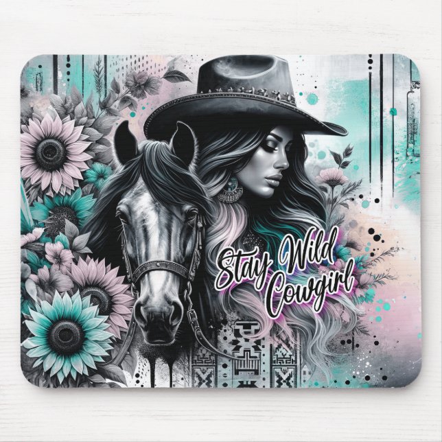 Stay wild cowgirl western  mouse pad (Front)