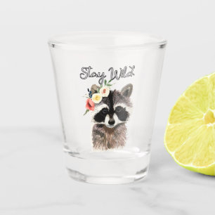 Stay Wild - Cute Raccoon Wearing Flower Crown Shot Glass