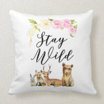 Stay Wild | Forest Animals Nursery Throw Pillow