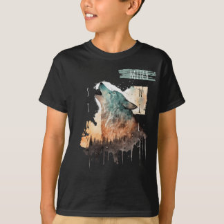 "Stay Wild" Howling Wolf Customizable Boy's T-Shirt