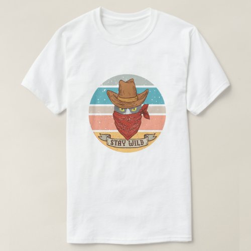 Stay wild meowdy texas cat meme cowboy T_Shirt