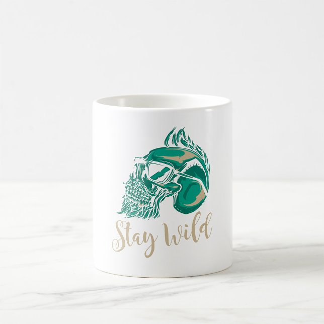 Stay Wild Modern Bearded Skull Coffee Mug (Creator Uploaded)