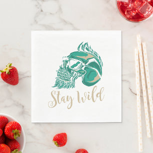 Stay Wild Modern Bearded Skull Napkins