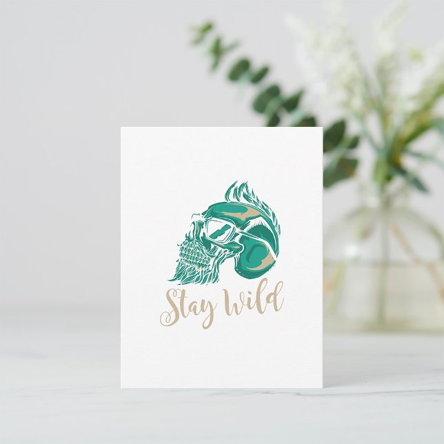 Stay Wild Modern Bearded Skull Note Card (Creator Uploaded)
