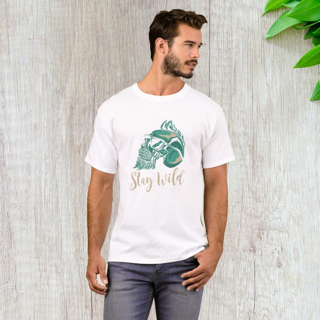 Stay Wild Modern Bearded Skull T-Shirt (Creator Uploaded)