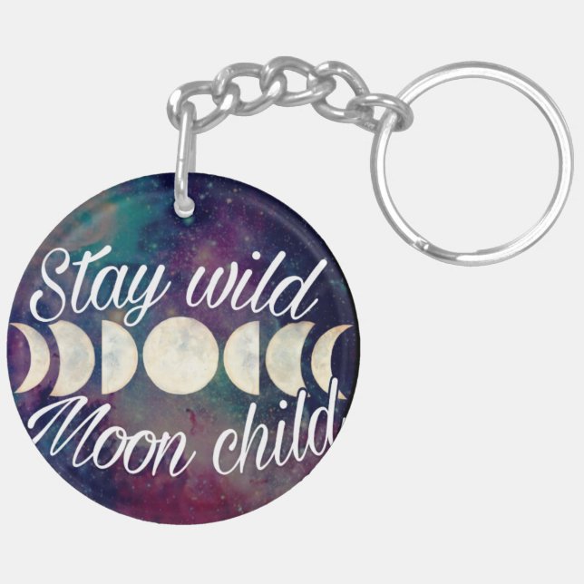 Stay Wild Moon Child badge product line GeminiMoon Keychain (Back Left)