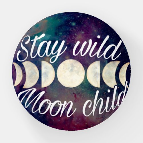 Stay Wild Moon Child badge product line GeminiMoon Paperweight