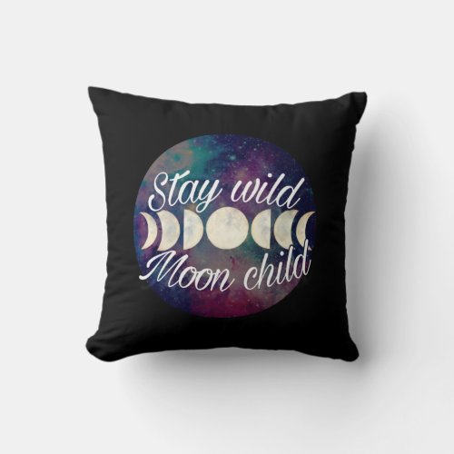 Stay Wild Moon Child badge product line GeminiMoon Throw Pillow