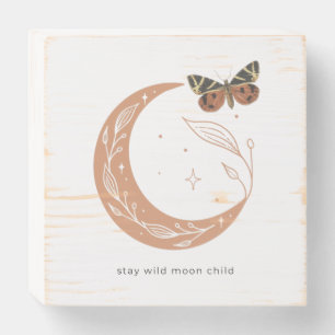 Stay Wild Moon Child Butterfly Boho Nursery Wooden Box Sign
