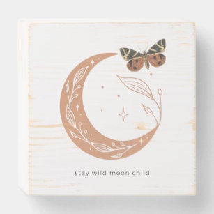 Stay Wild Moon Child Butterfly Boho Nursery Wooden Wooden Box Sign