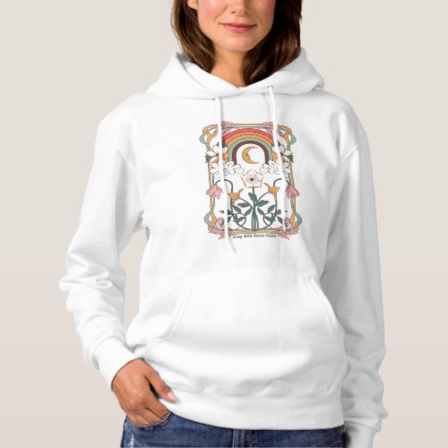 Stay wild moon child celestial art deco rainbow  hoodie