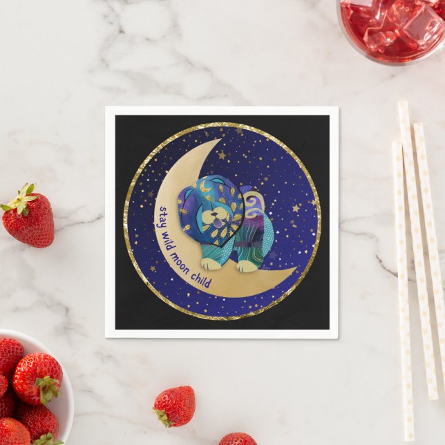 STAY WILD MOON CHILD Chow dog napkins (Insitu)