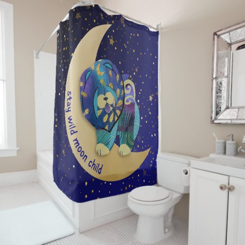 STAY WILD MOON CHILD Chow Shower curtain