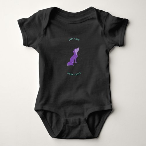 Stay wild moon child howling wolf baby bodysuit