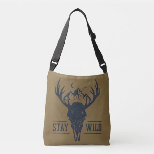 Stay Wild Skull Silhouette Crossbody Bag