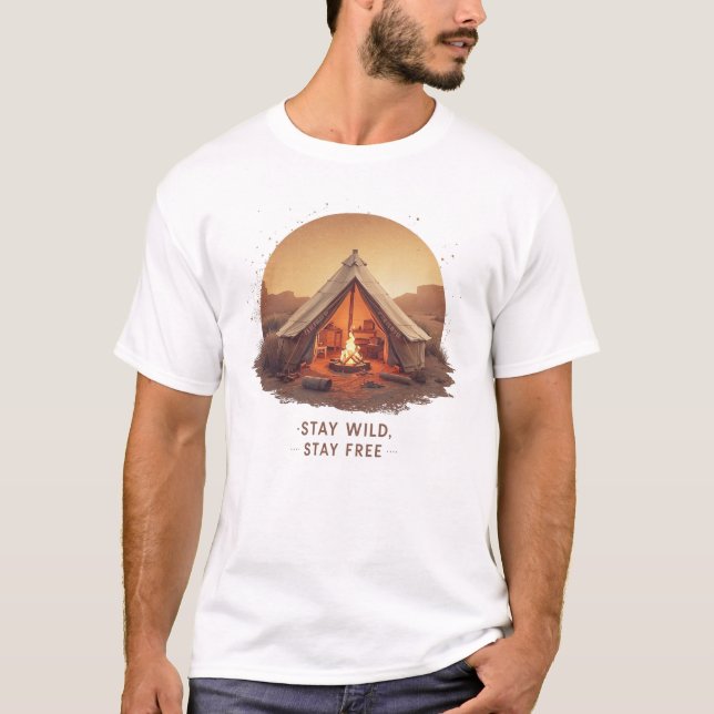 Stay Wild, Stay Free ⛺ | Vintage Camping T-Shirt  (Front)