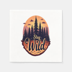 Stay Wild: Sunset Forest Illustration Napkins