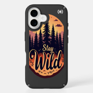 Stay Wild: Sunset Forest Illustration iPhone 16 Case