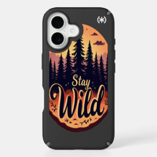 Stay Wild: Sunset Forest Illustration iPhone 16 Case