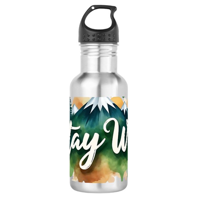 Stay Wild Water Bottle | Nature Splash Art (Front)