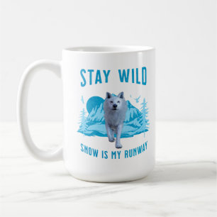 Stay Wild White Wolf Snow Runway Coffee Mug