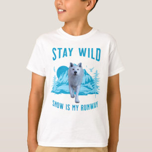 Stay Wild White Wolf Snow Runway T-Shirt