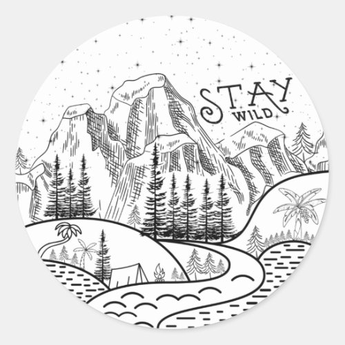 Stay_wild_wildlife_camping T_Shirt Classic Round Sticker