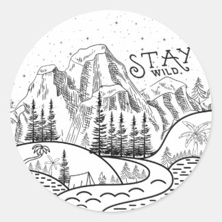 Stay-wild-wildlife-camping T-Shirt Classic Round Sticker