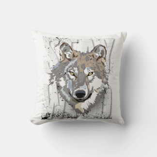Stay Wild Wolf Throw Pillow–Rustic Wildlife Decor Pillow