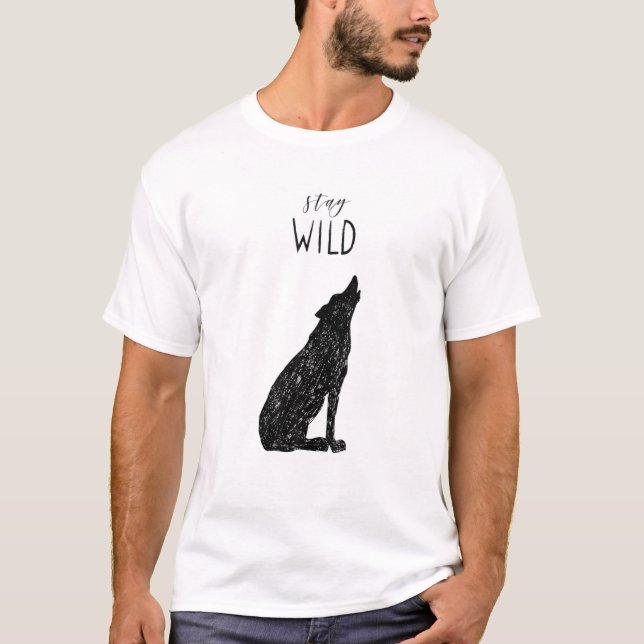 Stay Wild Wolf Wolves Camping Tribal Outdoors Camp T-Shirt (Front)