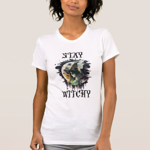 Stay Witchy Halloween Witch and Full Moon T-Shirt