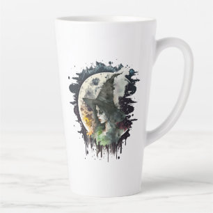 Stay Witchy Witch and Full Moon Halloween Latte Mug