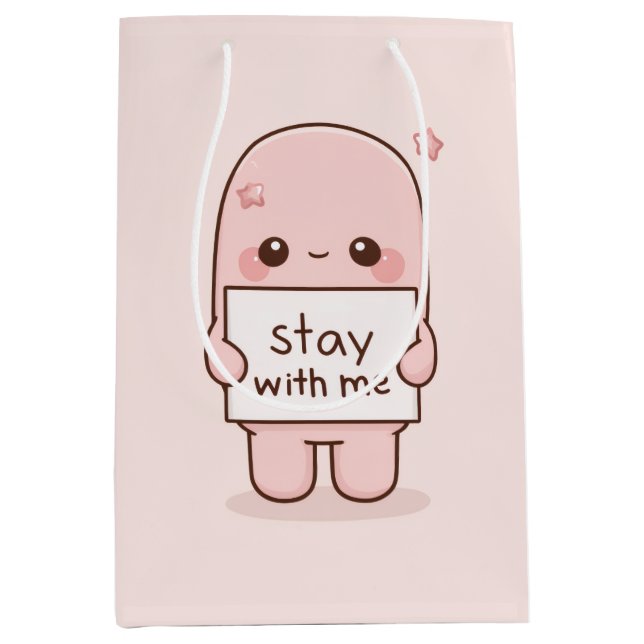 Stay With Me Aesthetic Quote Design Romantic  Medium Gift Bag (Front)