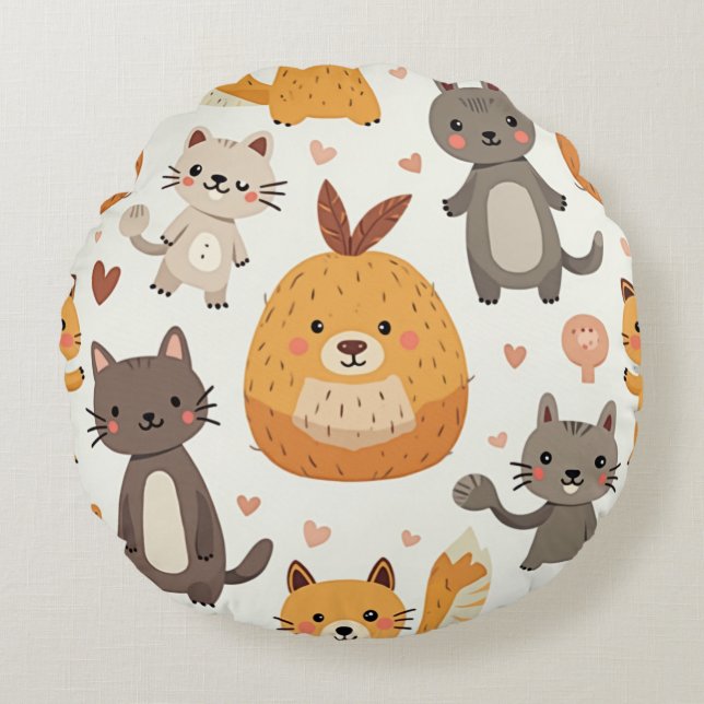 STAY WITH U(CUTE FRIENDS) ROUND PILLOW (Front)