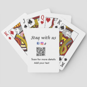 Stay with us add q r code social media links text poker cards