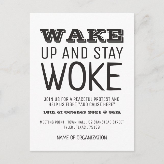 Stay Woke, Campaign Meeting Point Invite (Front)