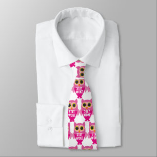 Stay woke owl Neck Tie