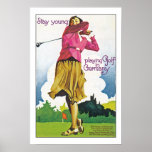 Stay young playing golf in Germany Poster<br><div class="desc">Vintage travel poster promoting golfing holidays in Germany.</div>