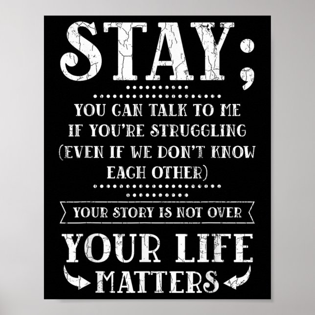Stay Your Life S Suicide Prevention Awareness Grap Poster (Front)
