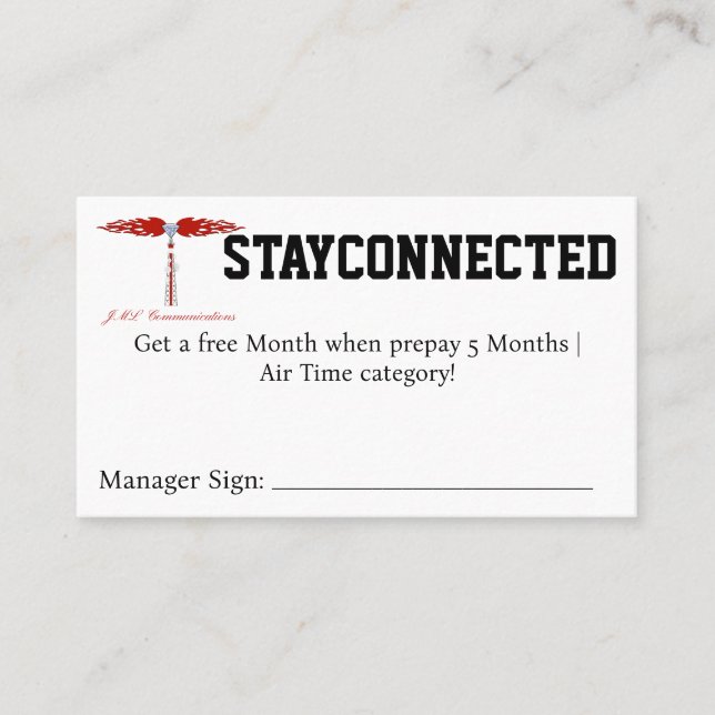 STAYCONNECTED Coupon Business Card (Front)