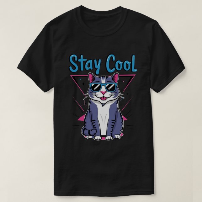 StayCoolCatTshirtDesign-CoolCatTeeGraphicforCasual T-Shirt (Design Front)